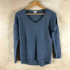 GAP Blue Metallic Hi-Low Wool Blend V-neck Sweater XS